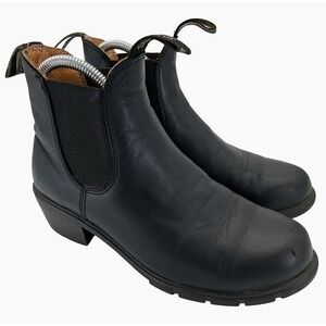Blundstone Boots Womens Size 7.5 Black Leather Chelsea Ankle Block Heel Pull On